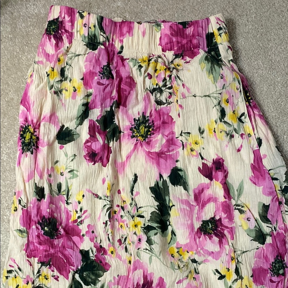Abercrombie & Fitch Pink and Purple Midi A-Line Skirt